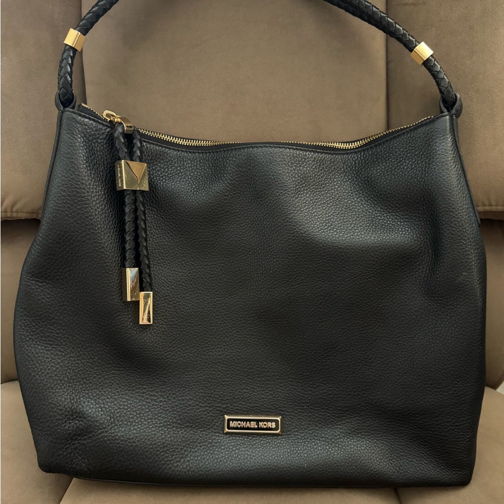 Michael Kors Black Pebbled Leather Hobo Bag